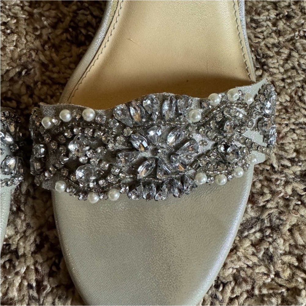 Blue by Betsey Johnson Gina Silver rhinestone Embellished Heels Size 11 - Picture 11 of 14